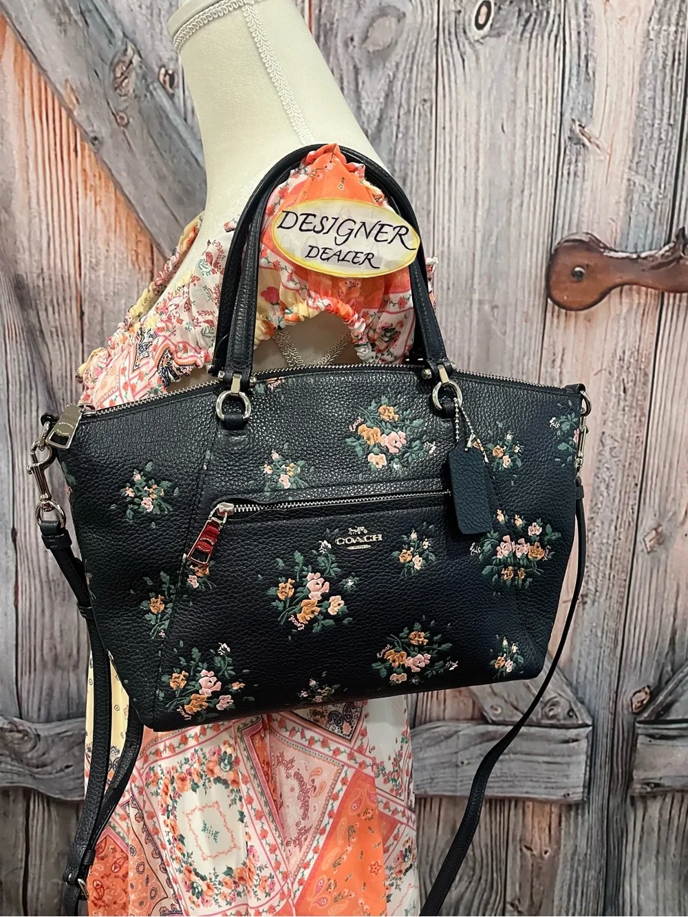 COACH Prairie Satchel Rose Bouquet Midnight Blue 91603